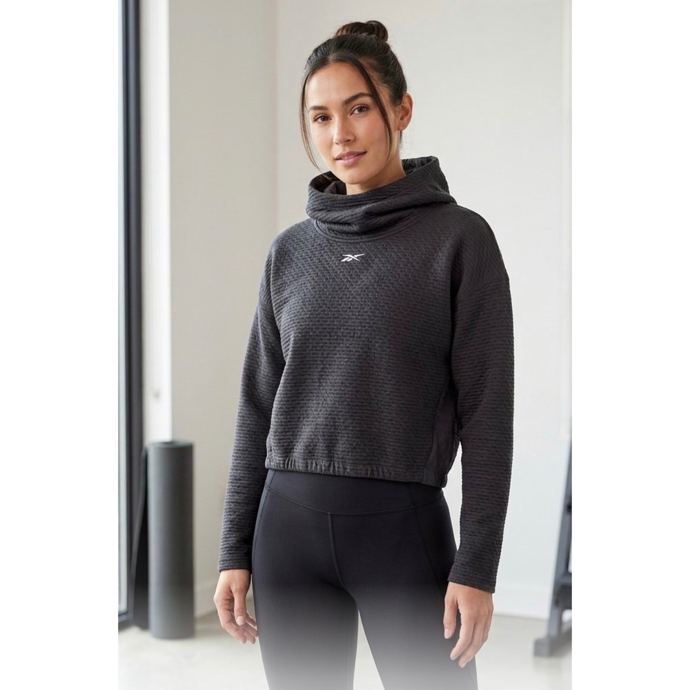 Reebok Thermowarm Graphene Quilted Hoodie Black GT3190 Women Small
